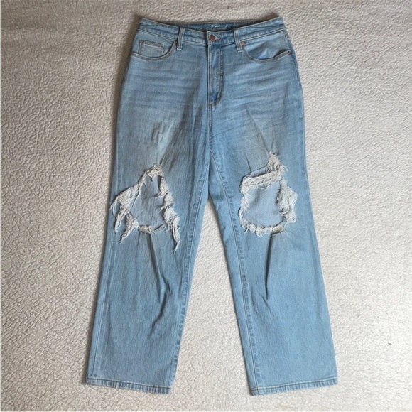 Universal thread Busted knees ankle Jeans Cropped Size 10 / 30 High Waist - Picture 2 of 8